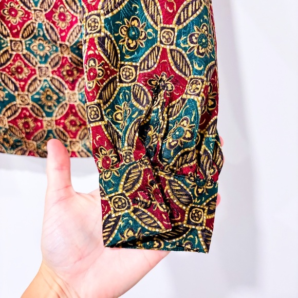 WORTHINGTON Vintage silky red and green floral shirt - Picture 4 of 8